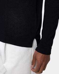Camicia manica lunga tinta unita nera Cotone biologico e Seta Mulberry | Filatori