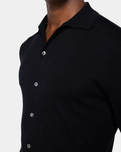 Camicia manica lunga tinta unita nera Cotone biologico e Seta Mulberry | Filatori