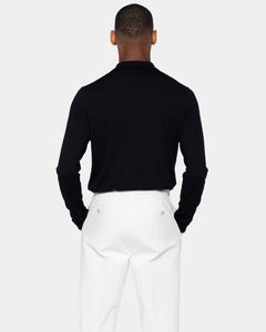 Camicia manica lunga tinta unita nera Cotone biologico e Seta Mulberry | Filatori