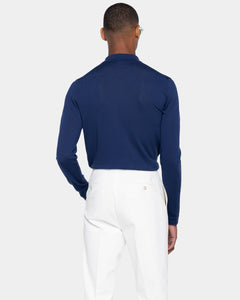 Camicia manica lunga tinta unita blu marino Cotone biologico e Seta Mulberry | Filatori