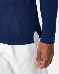 Camicia manica lunga tinta unita blu marino Cotone biologico e Seta Mulberry | Filatori