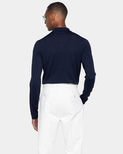 Camicia manica lunga tinta unita blu Cotone biologico e Seta Mulberry | Filatori