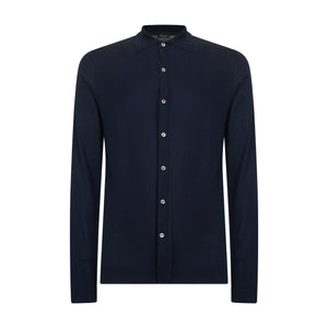 Camicia manica lunga tinta unita blu Cotone biologico e Seta Mulberry | Filatori