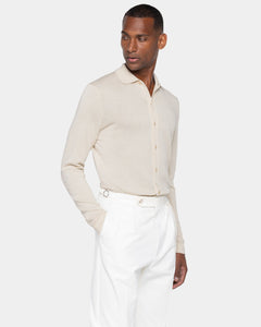 Camicia manica lunga tinta unita sabbia Cotone biologico e Seta Mulberry | Filatori