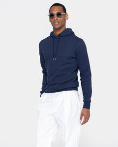Blue Melange Hoodie in Cotton Cashmere | Filatori