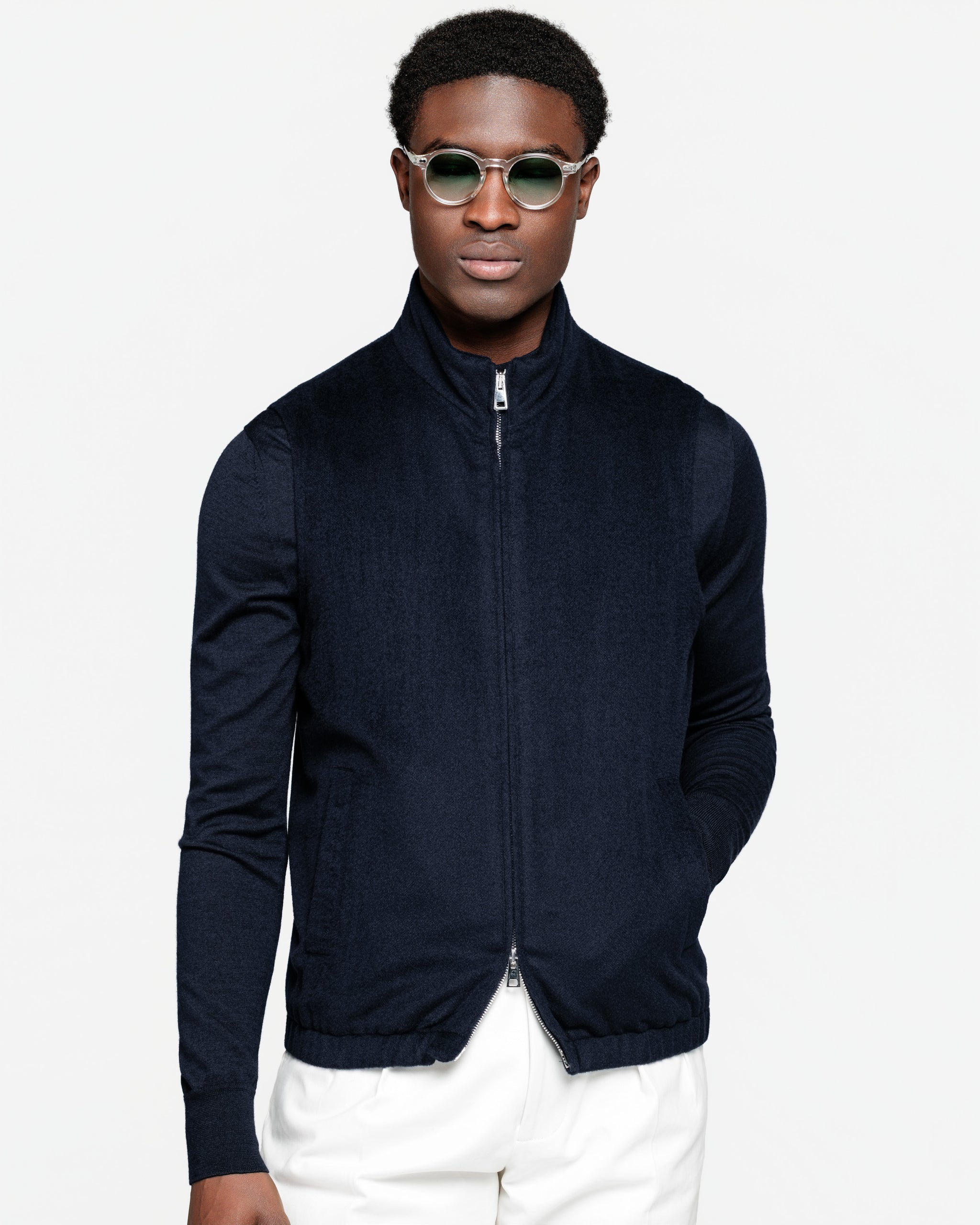 Gilet tinta unita Blu 100% Baby Camel | Filatori