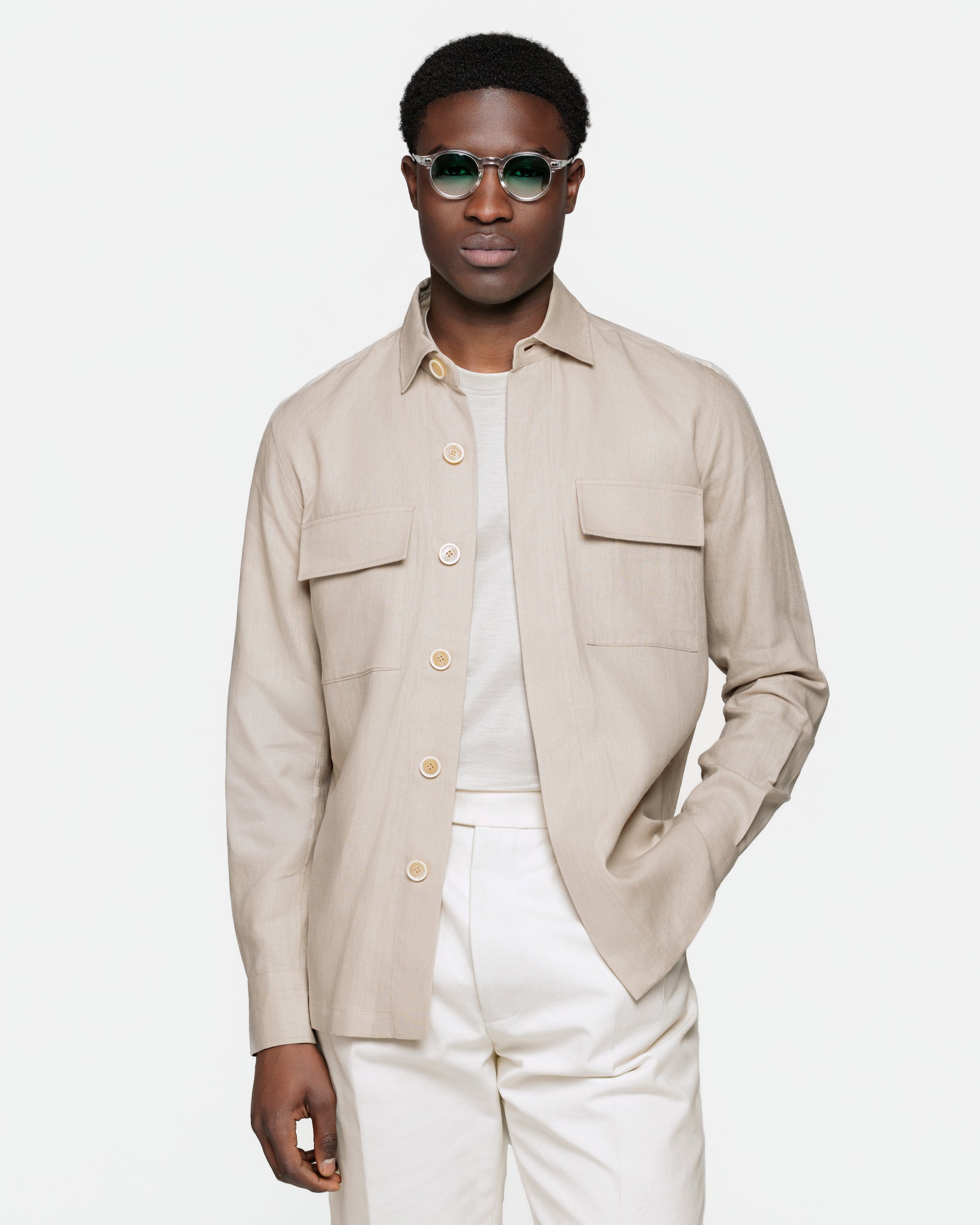 Overshirt in Sand Pure Linen | Filatori 