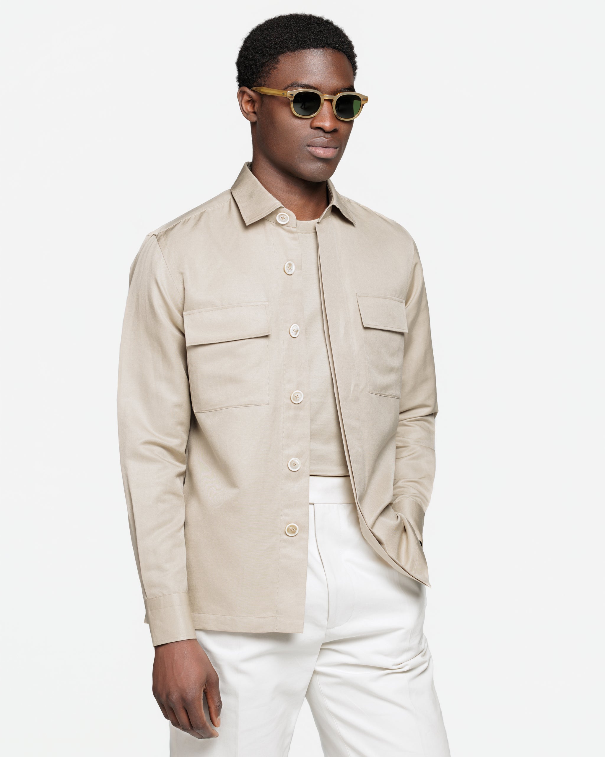 Overshirt tinta unita Sabbia Lino Seta | Filatori