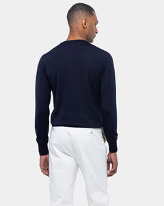 Blue Long Sleeved Crewneck Knitwear in Cashmere Mulberry Silk | Filatori