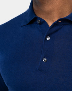 Blue Long Sleeved Polo Knitwear in Organic Cotton Mulberry Silk | Filatori