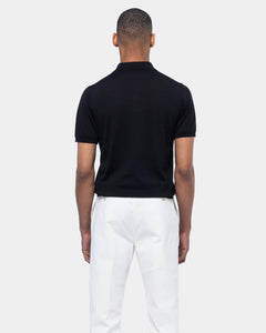 Black Short Sleeve Polo Knitwear in Organic Cotton Mulberry Silk | Filatori