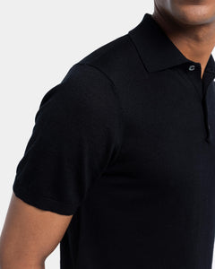 Black Short Sleeve Polo Knitwear in Organic Cotton Mulberry Silk | Filatori