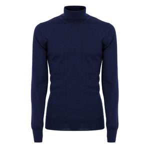 Blue Long Sleeve Turtleneck in Ultra-fine Merino wool Cashwool® | Filatori