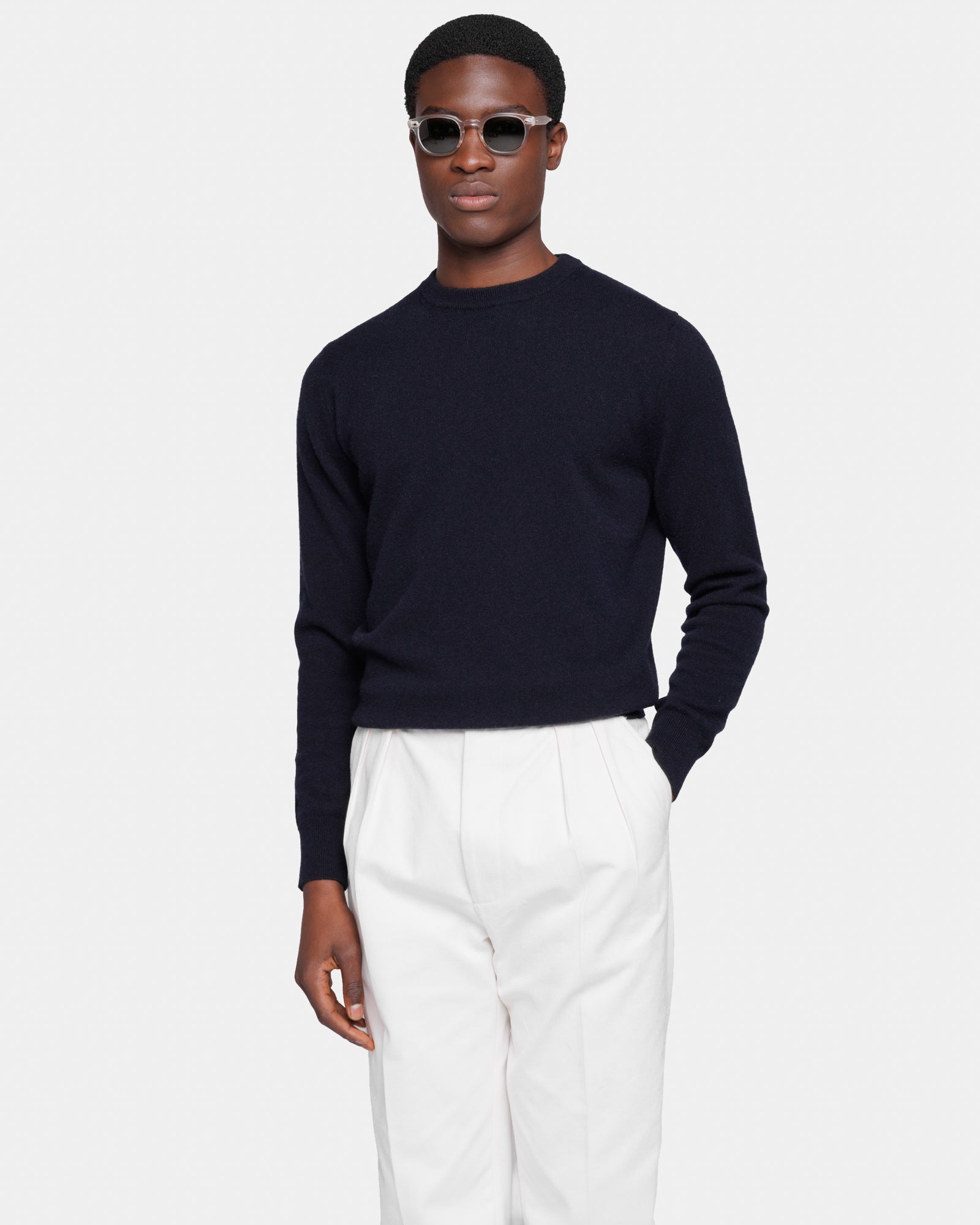 Maglia manica lunga Girocollo tinta unita Blu 100% Cashmere Crown Reserve | Filatori