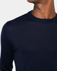 Blue Long Sleeve Crewneck Knitwear in Organic Cotton Mulberry Silk | Filatori