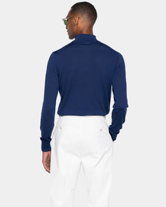 Blue Marine Half Zip Knitwear in Organic Cotton Mulberry Silk | Filatori