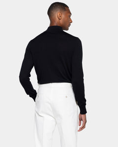 Black Half Zip Knitwear in Organic Cotton Mulberry Silk | Filatori