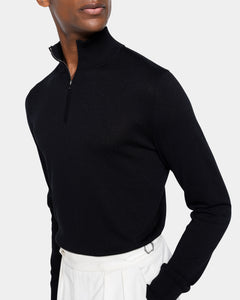 Black Half Zip Knitwear in Organic Cotton Mulberry Silk | Filatori