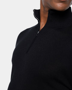 Black Half Zip Knitwear in Organic Cotton Mulberry Silk | Filatori