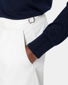 Maglia manica lunga Polo tinta unita Blu Cotone biologico e Seta Mulberry | Filatori