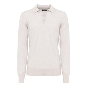 Sand Long Sleeve Polo Shirt in Ultra-fine Merino wool Cashwool® | Filatori