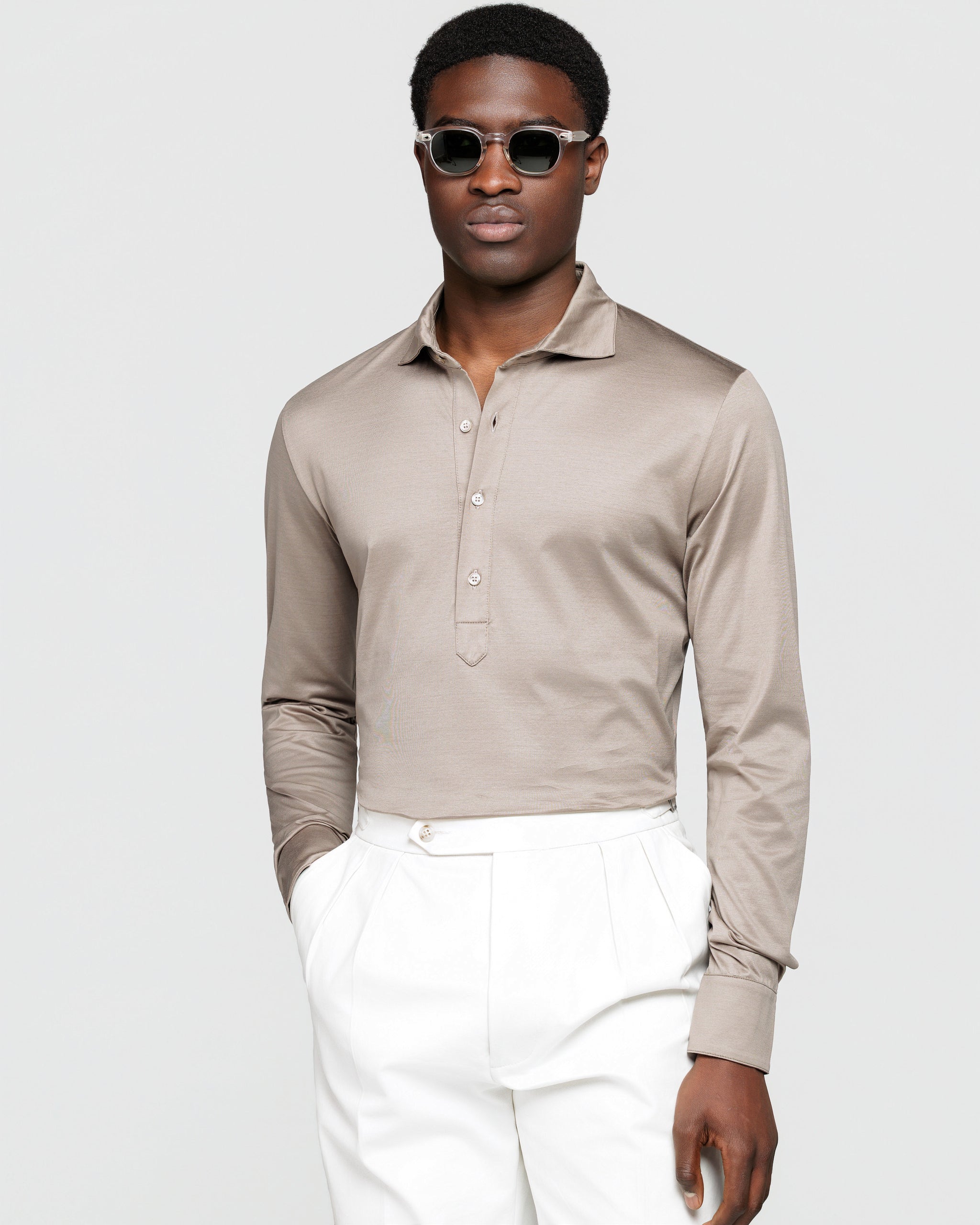 Polo Camicia manica lunga tinta unita Talpa 100% Cotone egiziano | Filatori