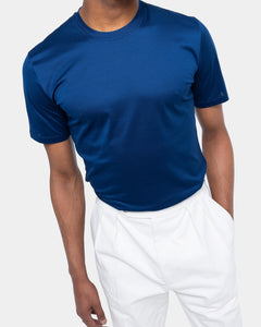 T shirt manica corta tinta unita Blu Marino 100% Cotone egiziano | Filatori