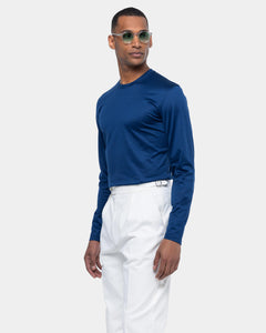 Blue Marine Long Sleeved T-Shirt 100% Egyptian Cotton | Filatori 
