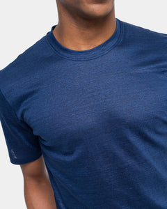 Blue Short Sleeve T-Shirt 100% European Linen | Filatori 