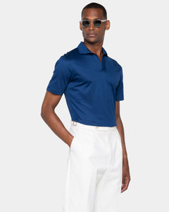 Blue Marine Short Sleeve Buttonless Polo 100% Egyptian Cotton | Filatori