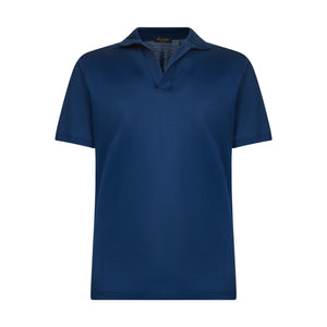 Blue Marine Short Sleeve Buttonless Polo 100% Egyptian Cotton | Filatori