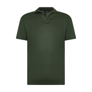 Military Green Short Sleeve Buttonless Polo 100% Egyptian Cotton | Filatori