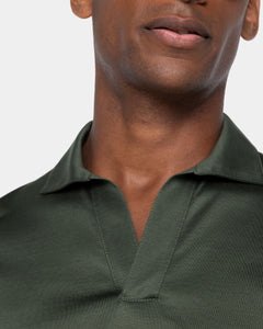 Military Green Short Sleeve Buttonless Polo 100% Egyptian Cotton | Filatori