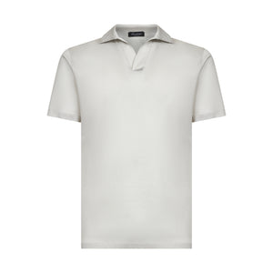 Polo senza bottoni manica corta tinta unita Grigio Perla 100% Cotone egiziano | Filatori