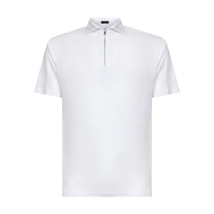 White Short Sleeve Half Zip Polo 100% Egyptian Cotton | Filatori