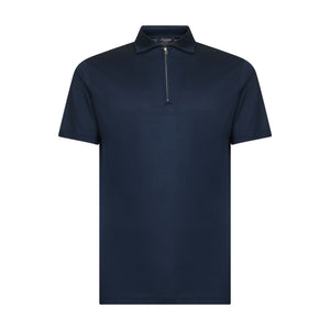 Blue Short Sleeve Half Zip Polo 100% Egyptian Cotton | Filatori