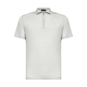 Pearl Grey Short Sleeve Half Zip Polo 100% Egyptian Cotton | Filatori