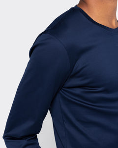 T shirt manica lunga tinta unita Blu 100% Cotone Supima Ultra-fine | Filatori