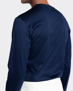 T shirt manica lunga tinta unita Blu 100% Cotone Supima Ultra-fine | Filatori