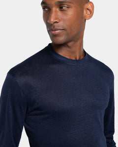 T shirt manica lunga tinta unita Blu 100% Masters of Linen | Filatori