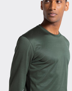 T shirt manica lunga tinta unita Verde Militare 100% Cotone egiziano | Filatori