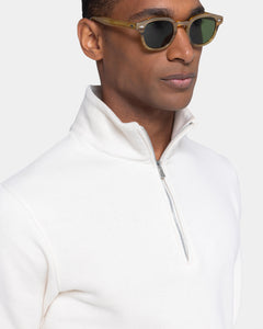 Natural White Half zip sweatshirt in Cotton Cashmere | Filatori