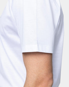 t shirt uomo tinta unita bianca manica corta classica con stile sartoriale in tessuto lucido 100% cotone pregiato su misura brand filatori laterale3